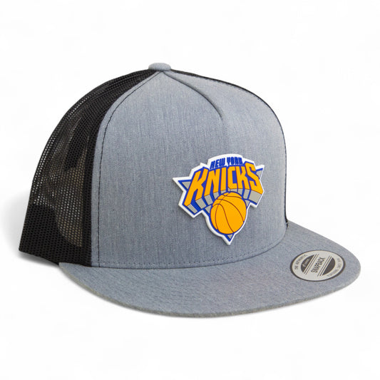 New York Knicks 3D YP Snapback Flat Bill Trucker Hat- Heather Grey/ Black