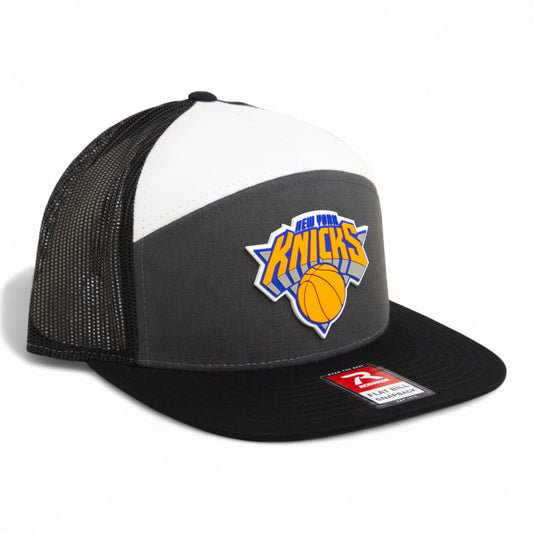 New York Knicks 3D Snapback Seven-Panel Flat Bill Trucker Hat- Charcoal/ White/ Black