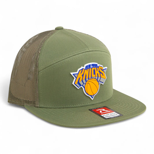 New York Knicks 3D Snapback Seven-Panel Flat Bill Trucker Hat- Loden Green