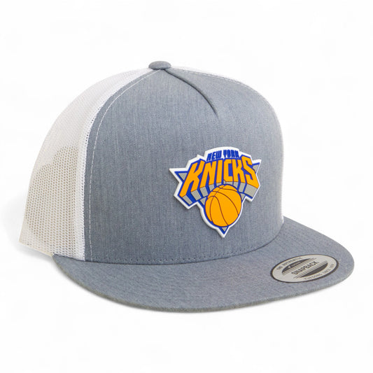New York Knicks 3D YP Snapback Flat Bill Trucker Hat- Heather Grey/ White