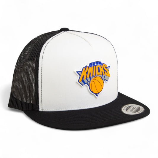 New York Knicks 3D YP Snapback Flat Bill Trucker Hat- White/ Black