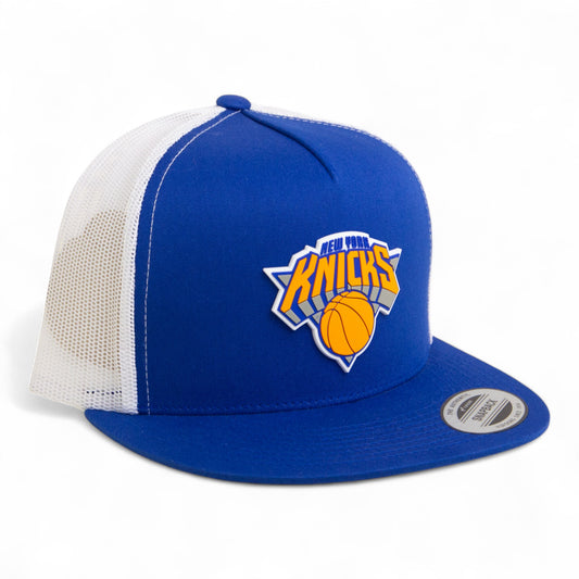 New York Knicks 3D YP Snapback Flat Bill Trucker Hat- Royal/ White