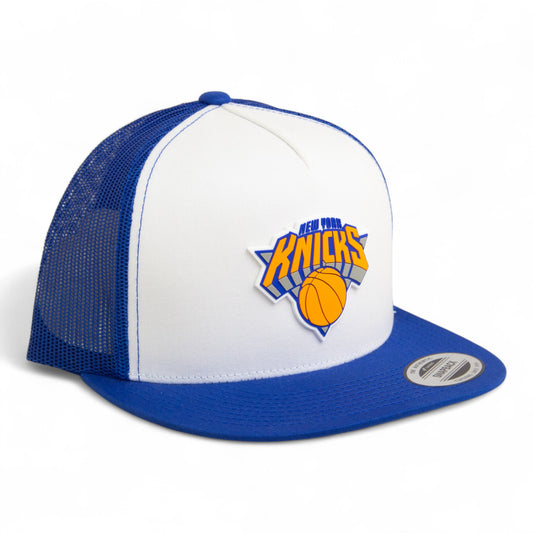 New York Knicks 3D YP Snapback Flat Bill Trucker Hat- White/ Royal