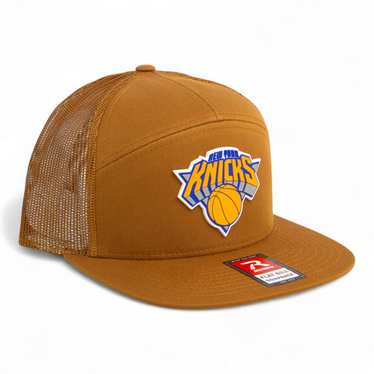 New York Knicks 3D Snapback Seven-Panel Flat Bill Trucker Hat- Caramel