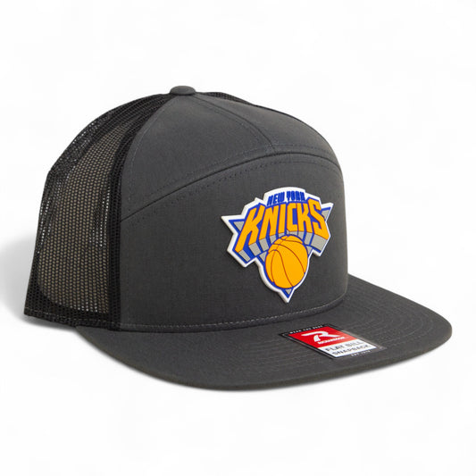 New York Knicks 3D Snapback Seven-Panel Flat Bill Trucker Hat- Charcoal/ Black