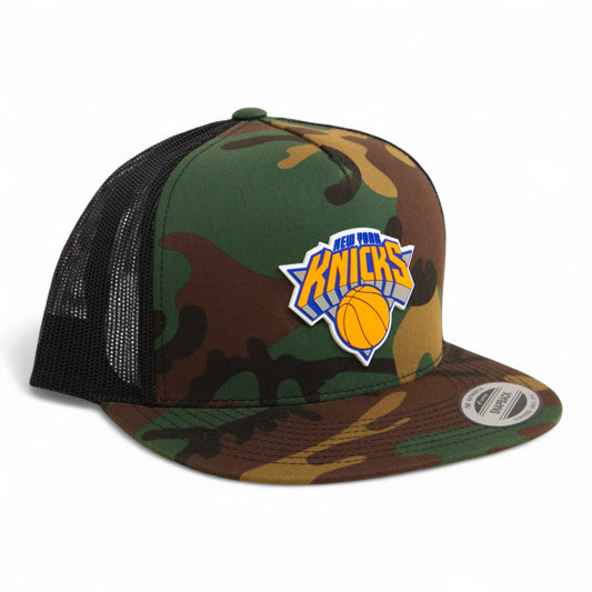 New York Knicks 3D YP Snapback Flat Bill Trucker Hat- Army Camo/ Black