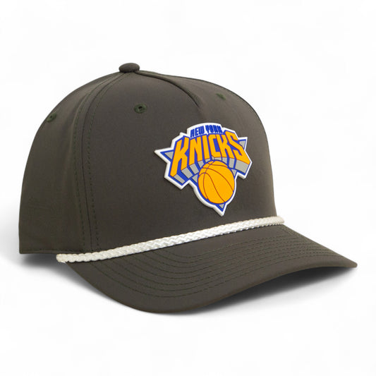 New York Knicks 3D Five Panel Classic Rope Hat- Olive/ White