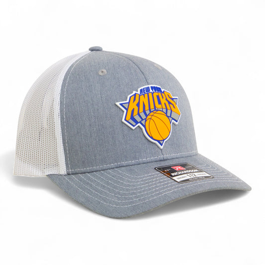 New York Knicks Snapback Trucker Hat- Heather Grey/ White