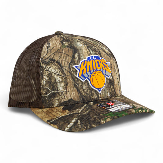 New York Knicks Snapback Trucker Hat- Realtree Edge/ Brown