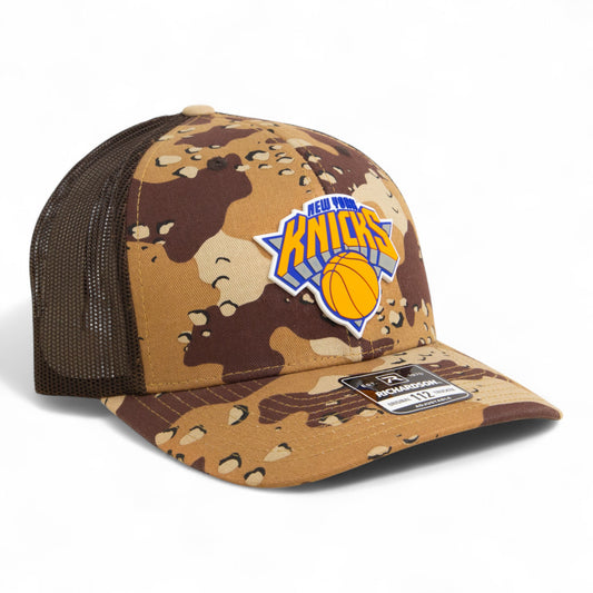 New York Knicks Snapback Trucker Hat- Desert Camo/ Brown