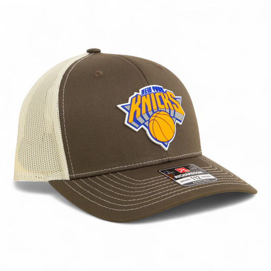 New York Knicks Snapback Trucker Hat- Chocolate Chip/ Birch