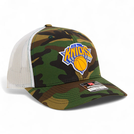New York Knicks Snapback Trucker Hat- Army Camo/ White