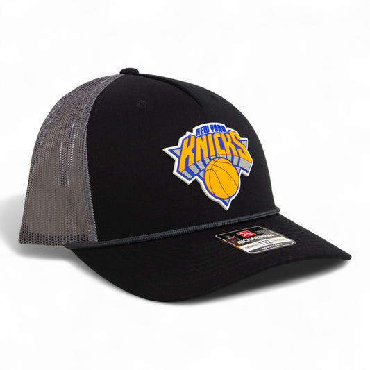 New York Knicks Snapback Trucker Rope Hat- Black/ Charcoal