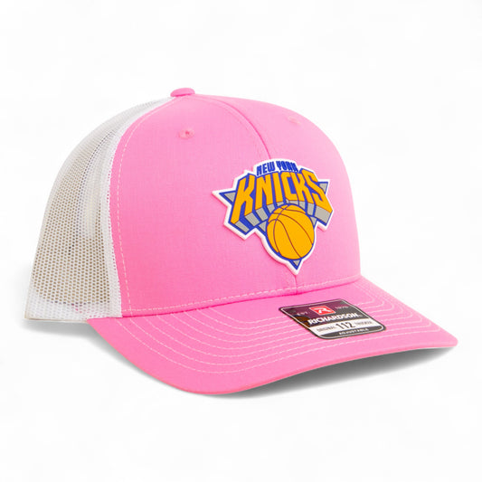 New York Knicks Snapback Trucker Hat- Pink/ White