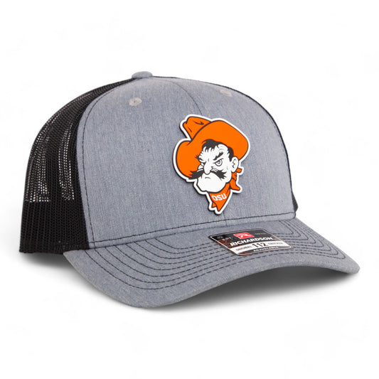 OSU Cowboys Pistol Pete 3D Snapback Trucker Hat- Heather Grey/ Black