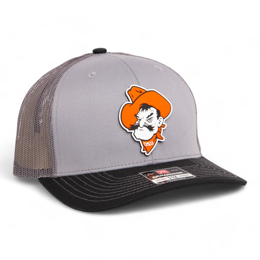 OSU Cowboys Pistol Pete 3D Snapback Trucker Hat- Grey/ Charcoal/ Black
