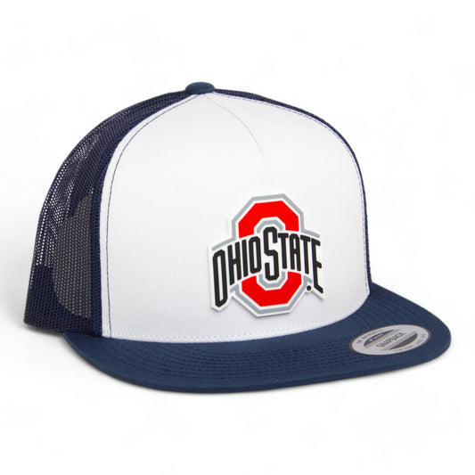 Ohio State Buckeyes 3D YP Snapback Flat Bill Trucker Hat- Navy/ White