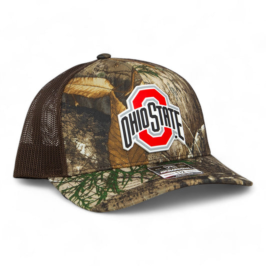 Ohio State Buckeyes 3D Snapback Trucker Hat- Realtree Edge/ Brown