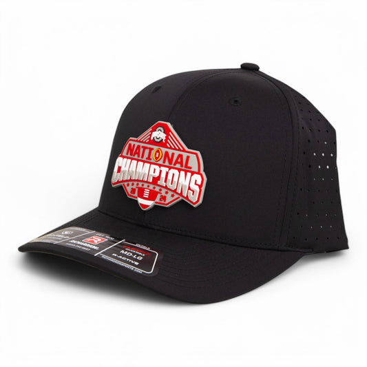 Ohio State Buckeyes 2024 CFP National Champions 3D Laser Perf R-Flex Cap- Black