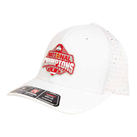 Ohio State Buckeyes 2024 CFP National Champions 3D Laser Perf R-Flex Cap- White