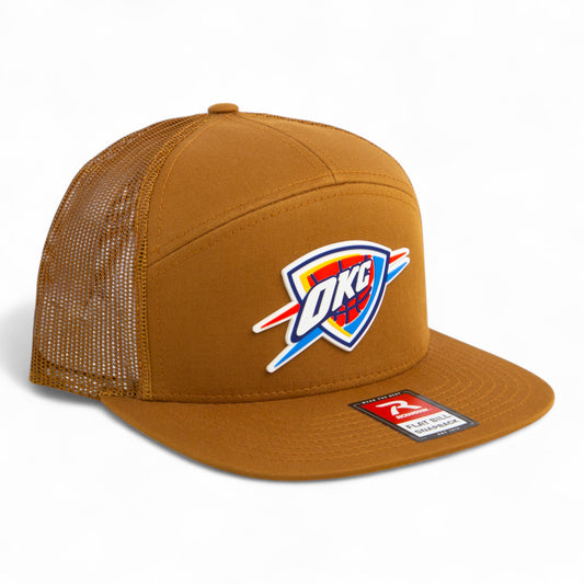 Oklahoma City Thunder 3D Snapback Seven-Panel Flat Bill Trucker Hat- Caramel