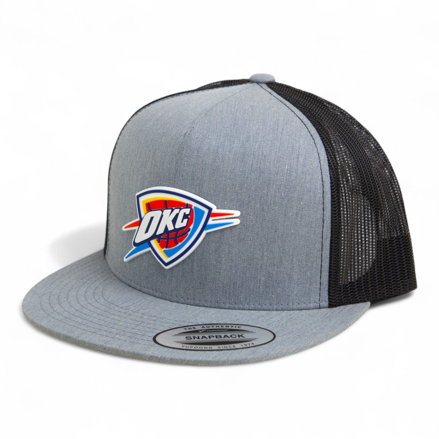 Oklahoma City Thunder 3D YP Snapback Flat Bill Trucker Hat- Heather Grey/ Black