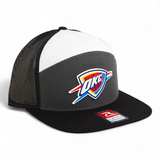 Oklahoma City Thunder 3D Snapback Seven-Panel Flat Bill Trucker Hat- Charcoal/ White/ Black