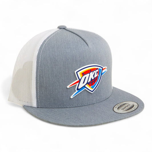 Oklahoma City Thunder 3D YP Snapback Flat Bill Trucker Hat- Heather Grey/ White