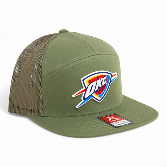 Oklahoma City Thunder 3D Snapback Seven-Panel Flat Bill Trucker Hat- Loden Green