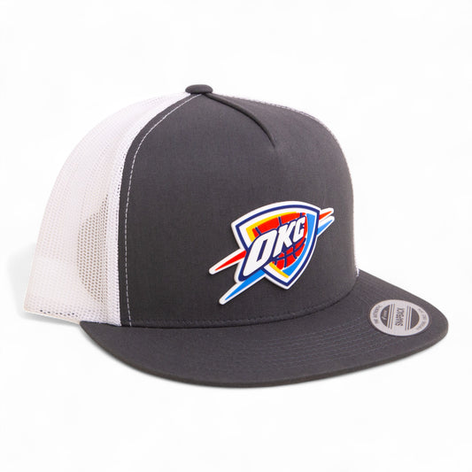 Oklahoma City Thunder 3D YP Snapback Flat Bill Trucker Hat- Charcoal/ White