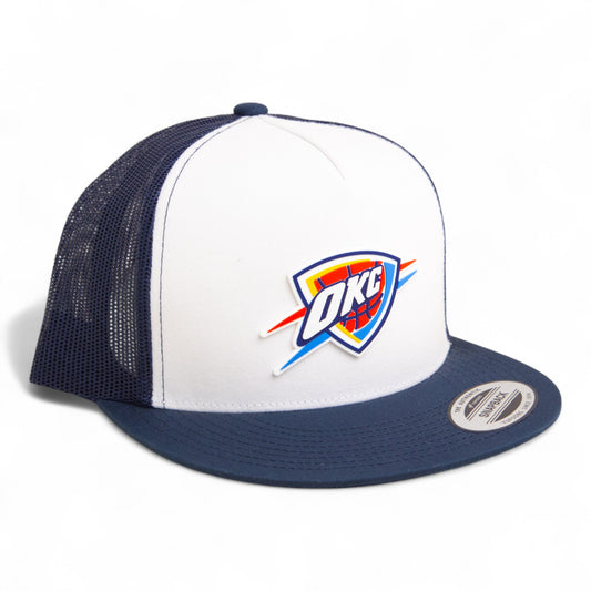 Oklahoma City Thunder 3D YP Snapback Flat Bill Trucker Hat- White/ Navy