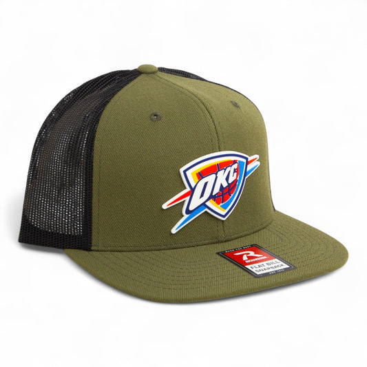 Oklahoma City Thunder 3D Wool Blend Flat Bill Hat- Loden/ Black