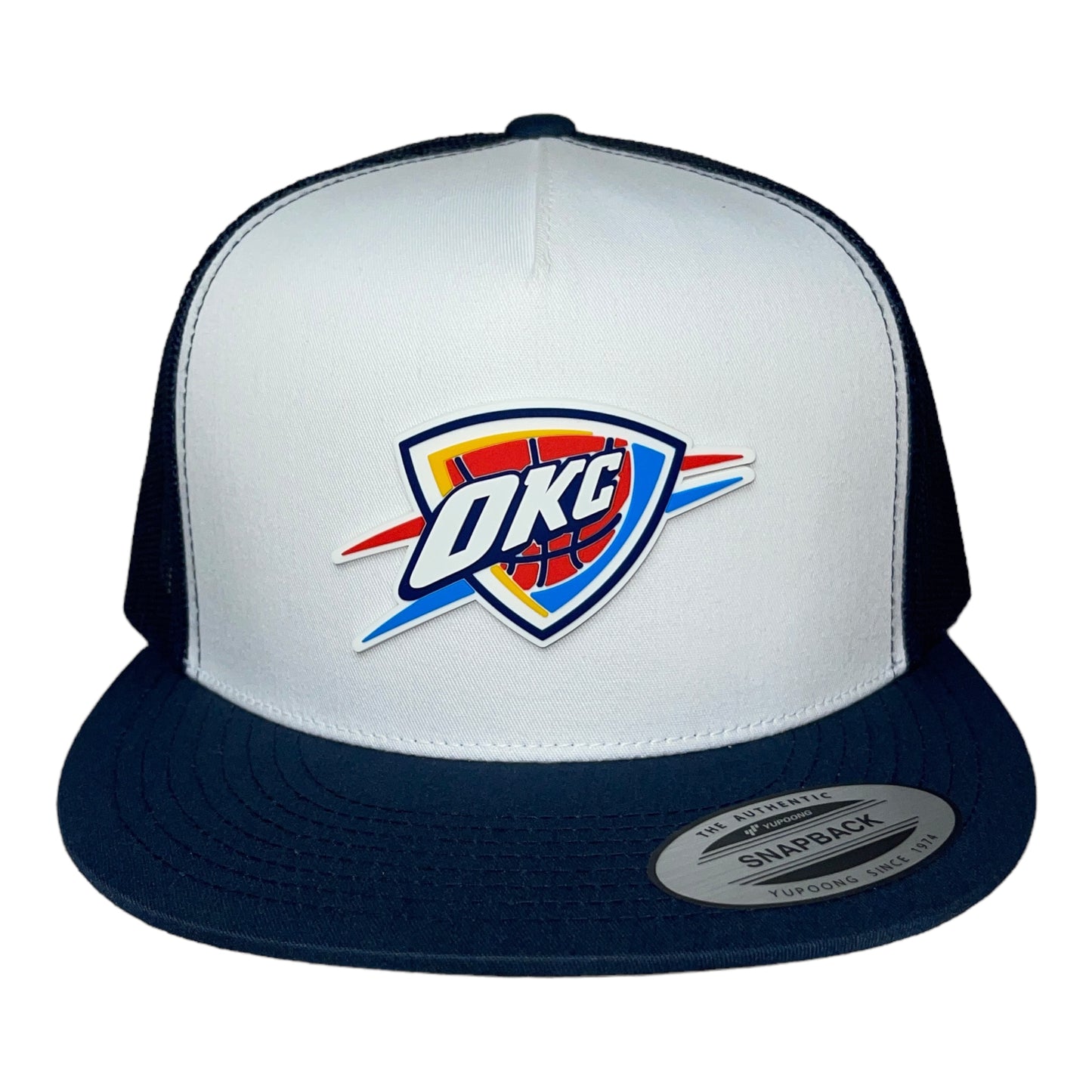 Oklahoma City Thunder 3D YP Snapback Flat Bill Trucker Hat- White/ Navy