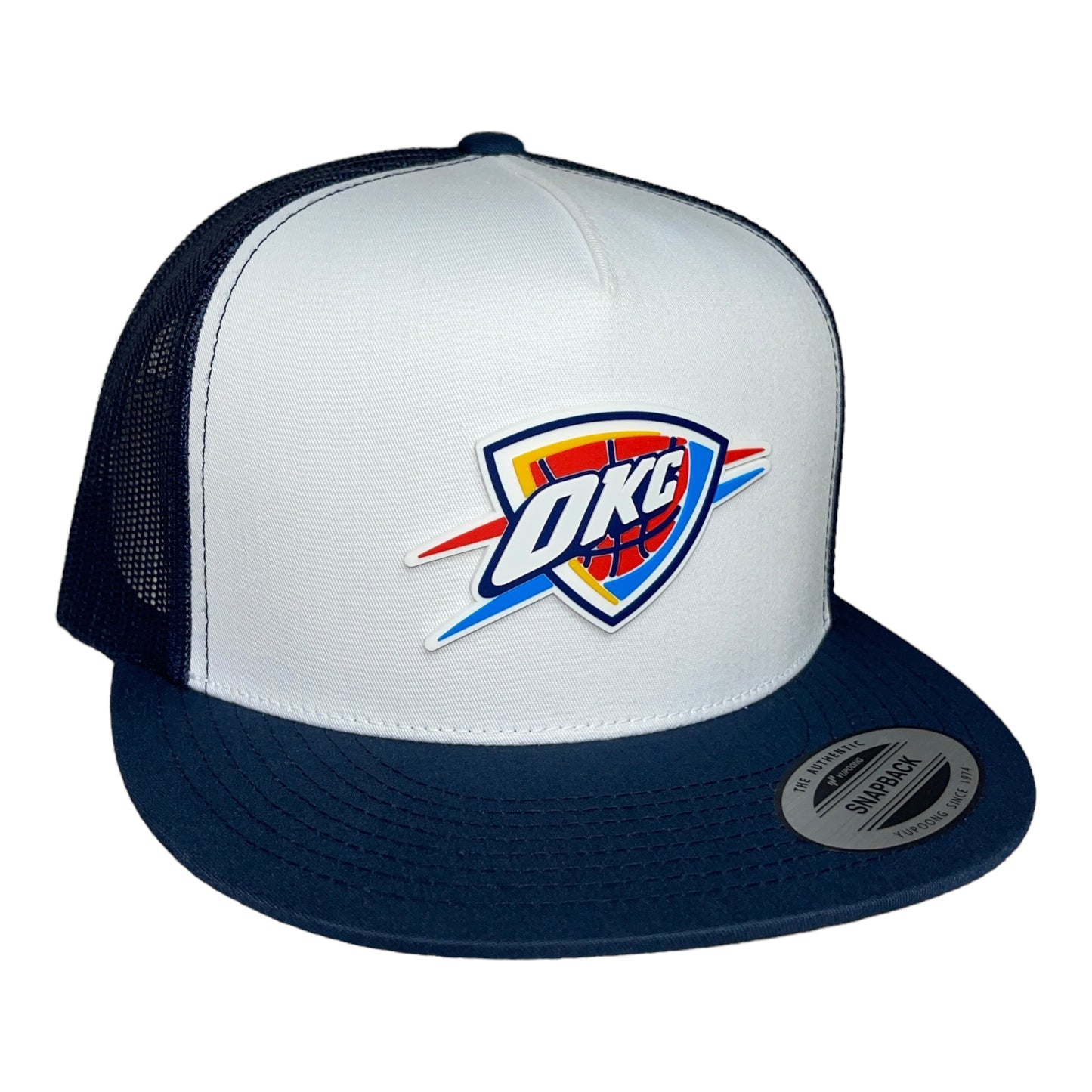 Oklahoma City Thunder 3D YP Snapback Flat Bill Trucker Hat- White/ Navy