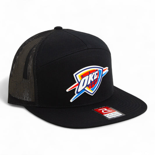 Oklahoma City Thunder 3D Snapback Seven-Panel Flat Bill Trucker Hat- Black