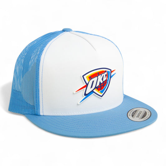 Oklahoma City Thunder 3D YP Snapback Flat Bill Trucker Hat- White/ Columbia Blue