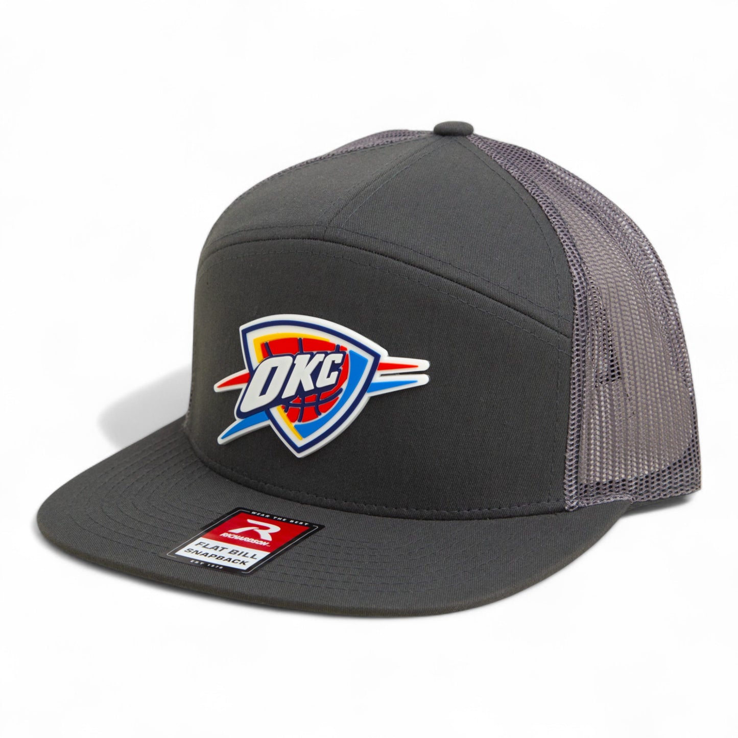 Oklahoma City Thunder 3D YP Snapback Flat Bill Trucker Hat- Charcoal/ White