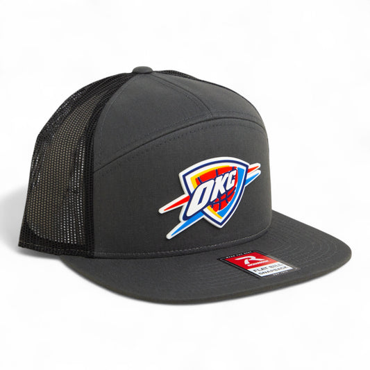 Oklahoma City Thunder 3D Snapback Seven-Panel Flat Bill Trucker Hat- Charcoal/ Black