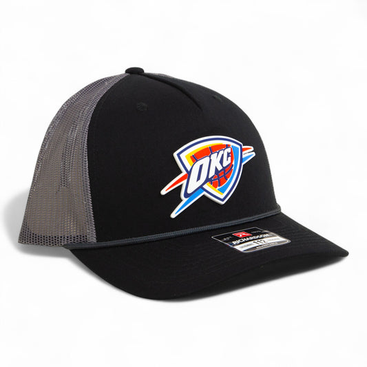 Oklahoma City Thunder Snapback Trucker Rope Hat- Black/ Charcoal