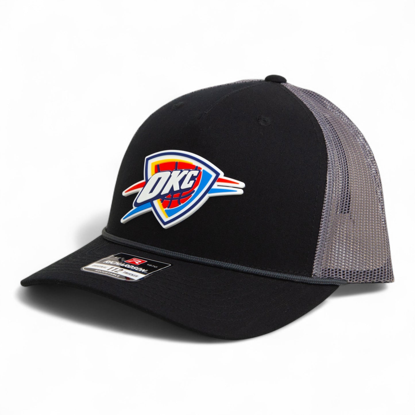 Oklahoma City Thunder Snapback Trucker Rope Hat- Black/ Charcoal