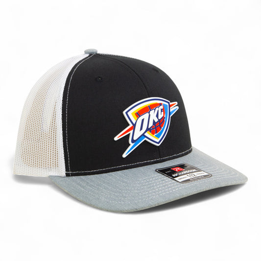 Oklahoma City Thunder Snapback Trucker Hat- Black/ White/ Heather Grey