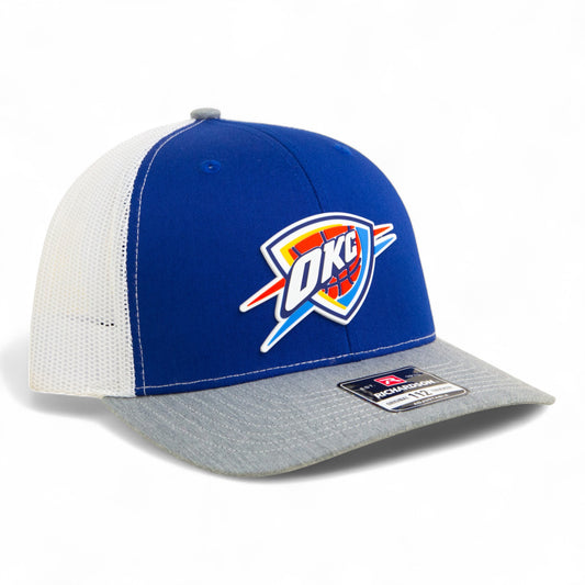 Oklahoma City Thunder Snapback Trucker Hat- Royal/ White/ Heather Grey