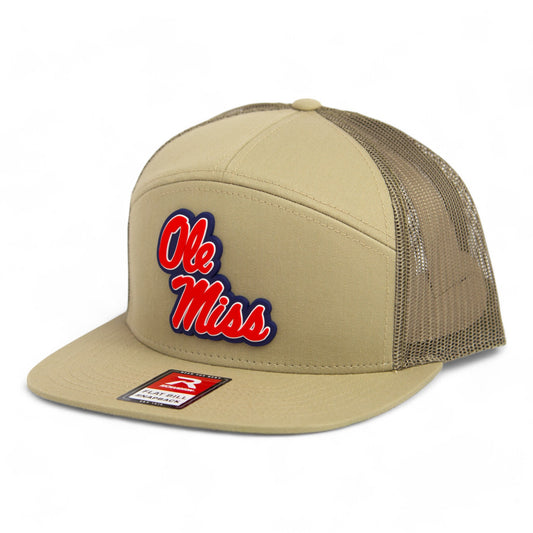 Ole Miss Rebels 3D Snapback Seven-Panel Flat Bill Trucker Hat- Pale Loden