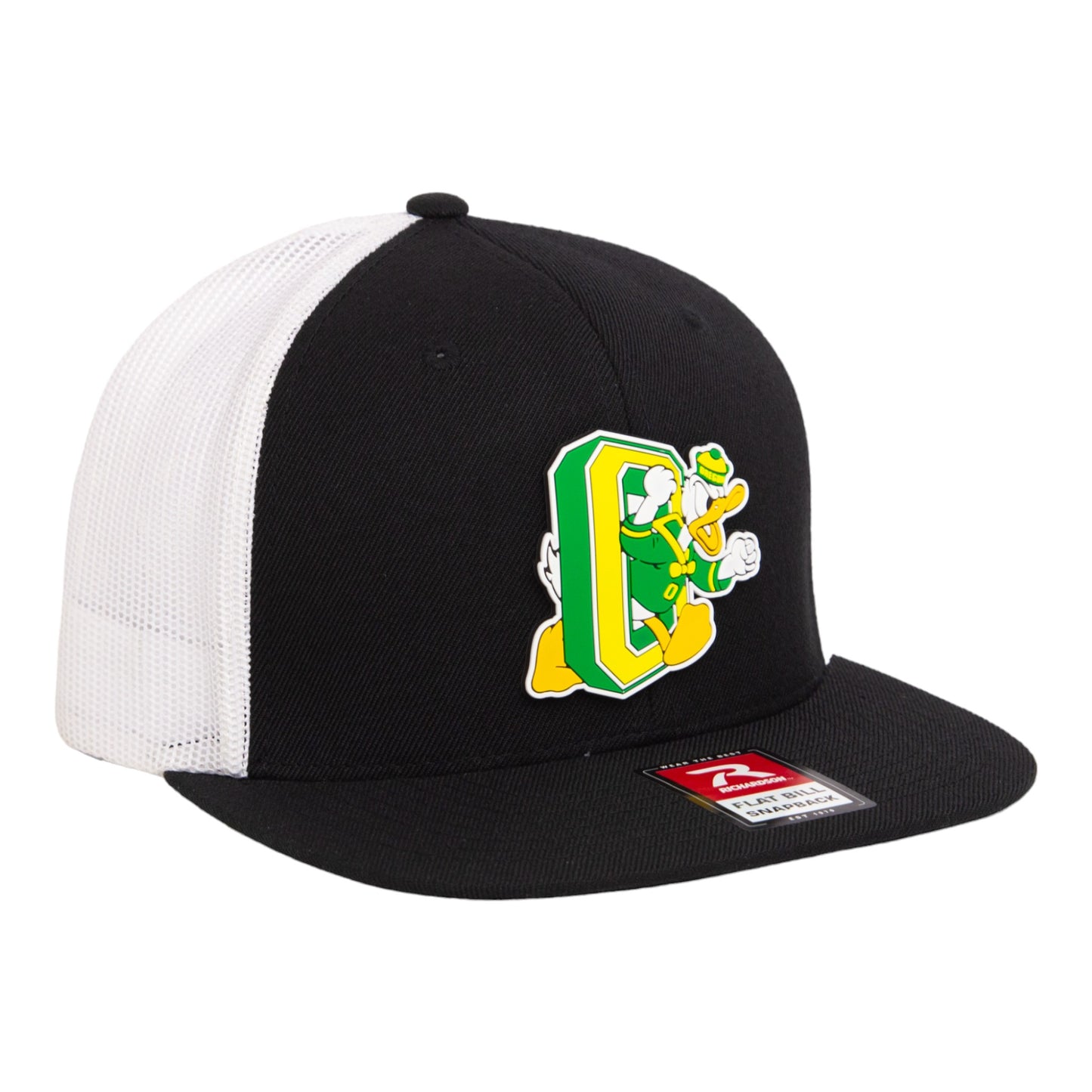 Oregon Ducks Retro 3D Wool Blend Flat Bill Hat- Black/ White