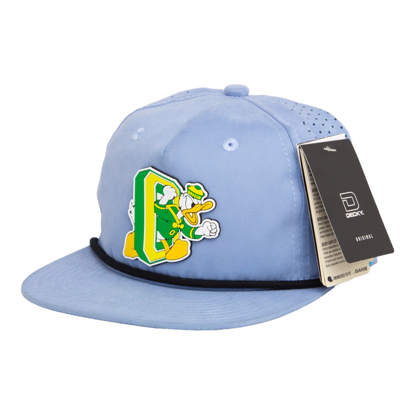 Oregon Ducks Retro 3D Perforated Rope Hat- Sky/ Black
