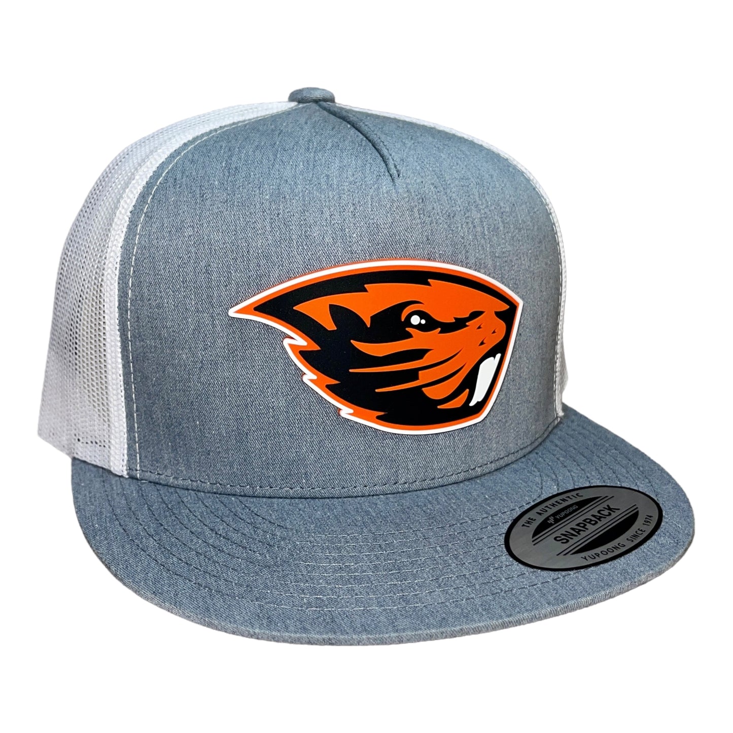 Oregon State Beavers 3D YP Snapback Flat Bill Trucker Hat- Heather Grey/ White
