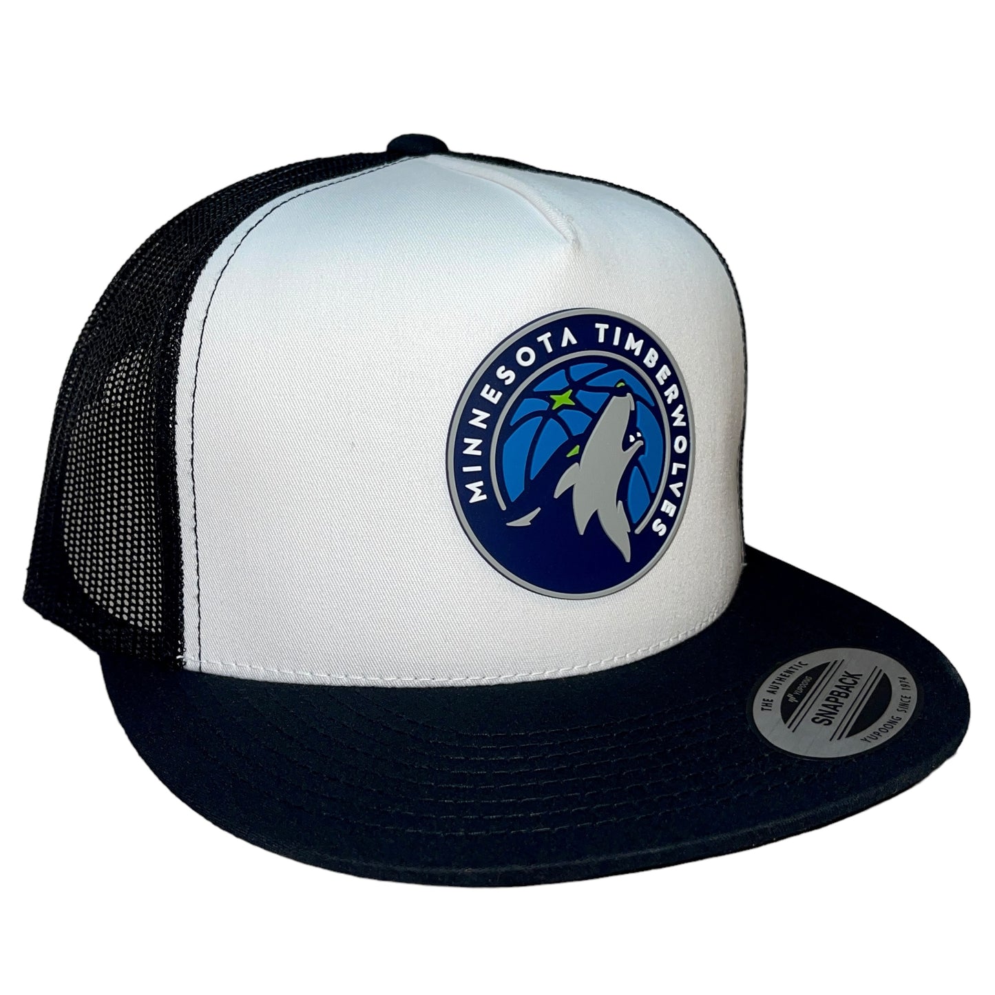 Minnesota Timberwolves 3D YP Snapback Flat Bill Trucker Hat- White/ Black - Ten Gallon Hat Co.