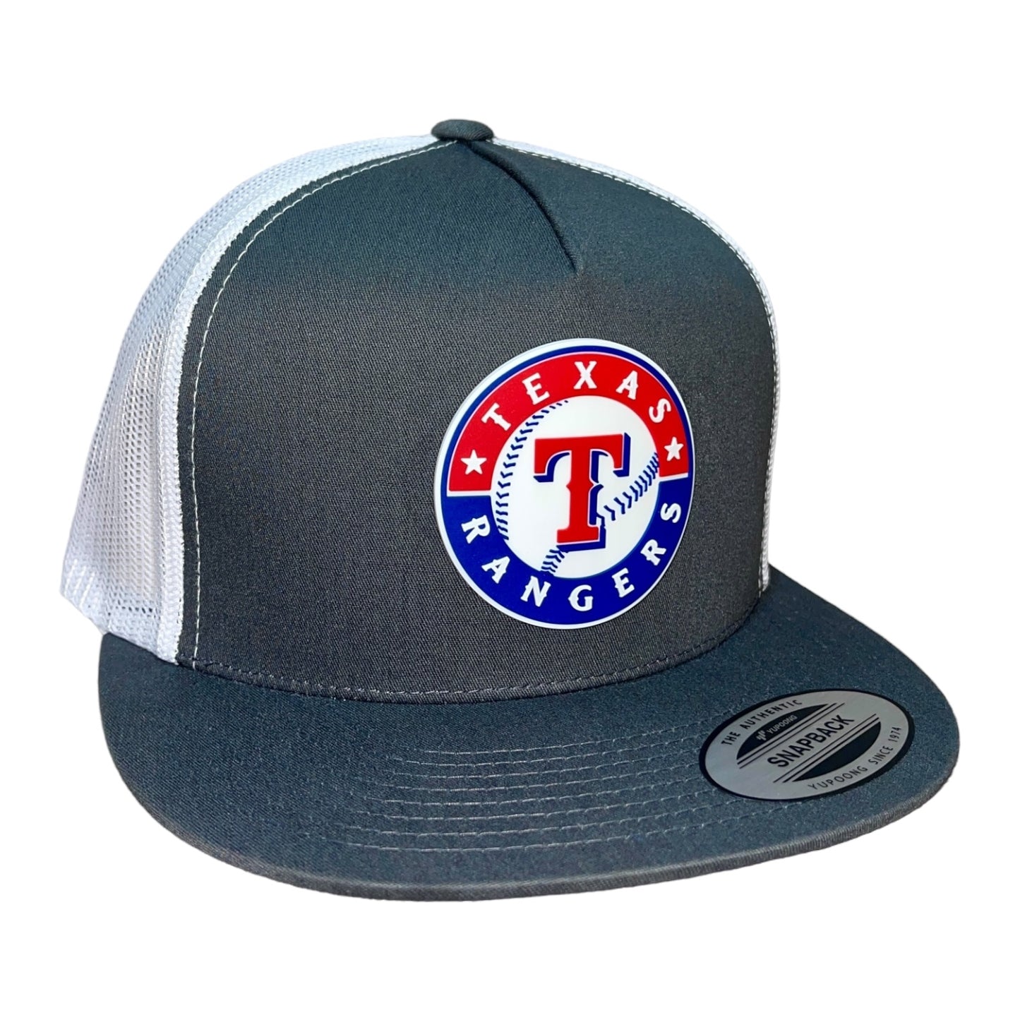 Texas Rangers 3D YP Snapback Flat Bill Trucker Hat- Charcoal/ White