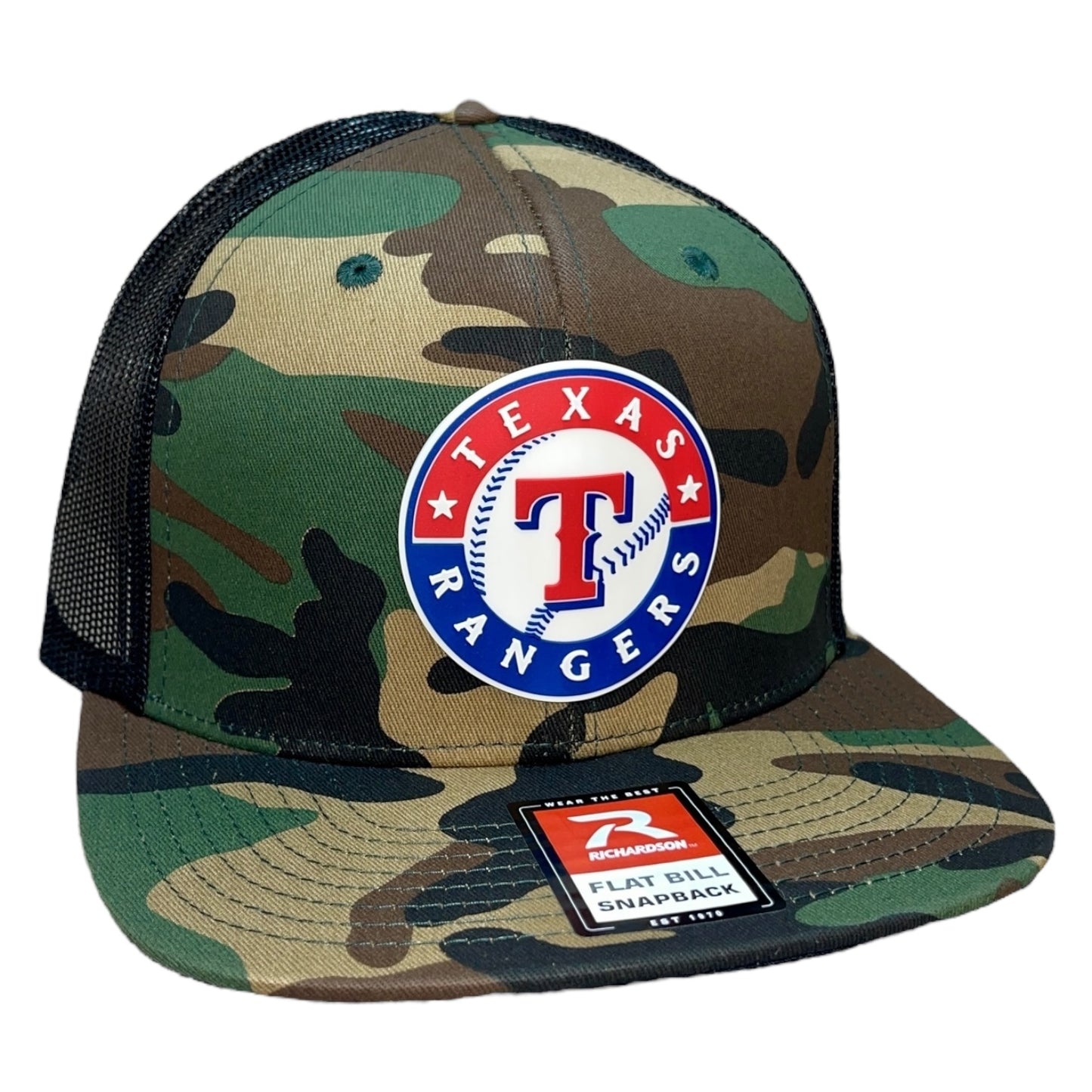 Texas Rangers 3D Wool Blend Flat Bill Hat- Army Camo/ Black