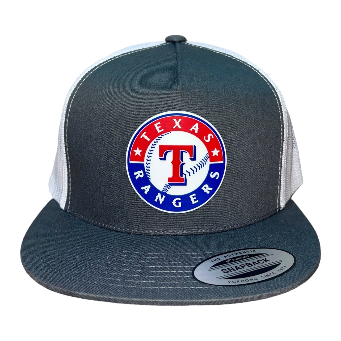 Texas Rangers 3D YP Snapback Flat Bill Trucker Hat- Charcoal/ White